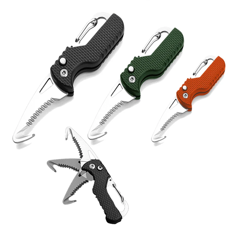 

Portable Multifunctional Express Parcel Knife, Keychain, Serrated Hook, Carry-on Unpacking, Emergency Survival Tool Box Opener