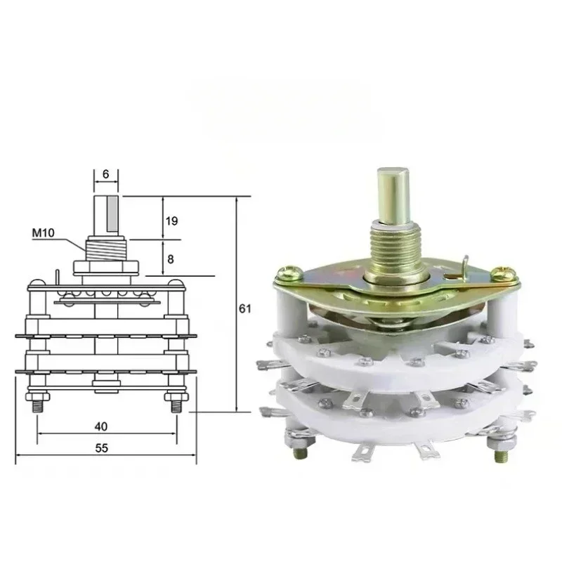 1 шт. KCT 1-4 колода диапазона селектор поворотного переключателя