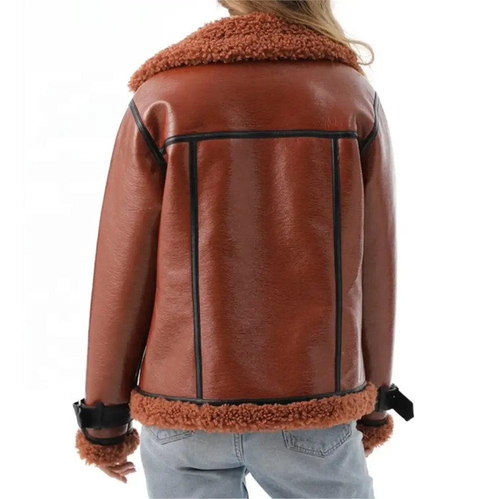 Winter Real Fur Teddy Fleece Women Coat Fashion Designer Thermal Zipper Jacket Cuff Lapel Bondage Fur Jackets For Women