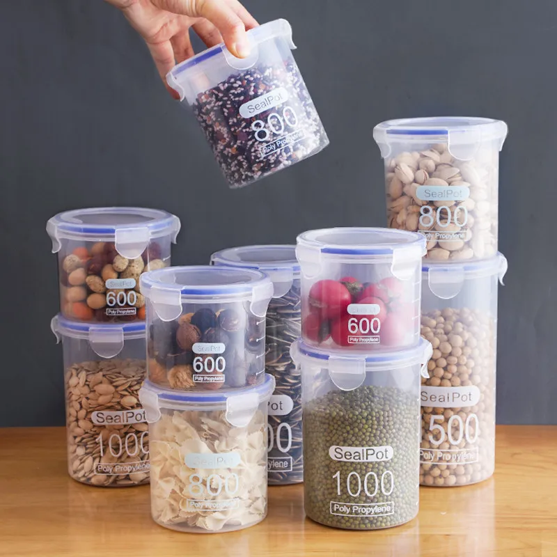 600 to 1500 Ml Plastic Sealpot Food Storage Container Jar Bulk Kitchen Items Transparent Sealed Cans