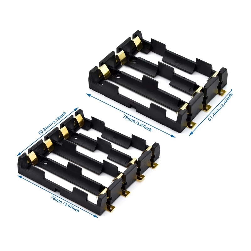 Контейнер для хранения батарейного отсека 18650 с бронзовыми штырями 3/4 слота