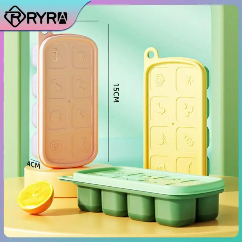 

Refrigerator Ice Storage Box Food Grade Silicone Ice Box Reusable Ice Grid With Lid Kitchen Gadge Quick Freezing Ice Case Summer