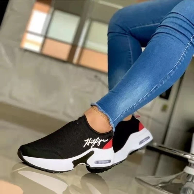 Fashion Vulcanized Sneakers Platform Solid Color Flats Ladies Shoes Casual Breathable Wedges Ladies Walking Sneakers