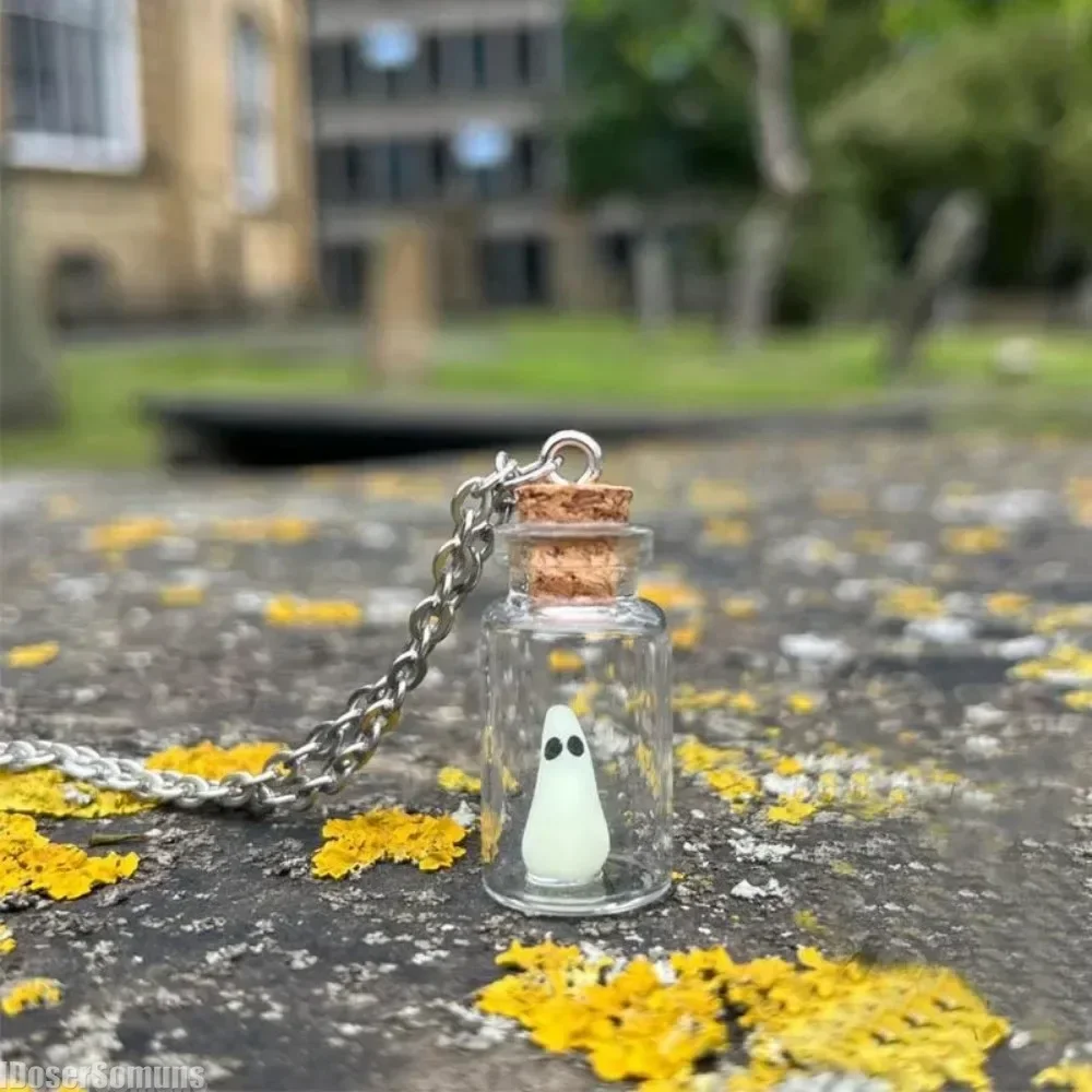 Ожерелье с подвеской Призрак в бутылке ювелирные изделия на Хэллоуин милый