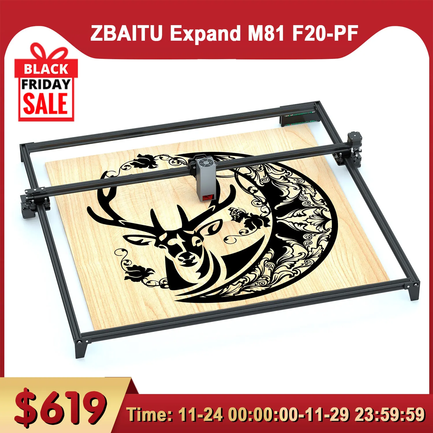 ZBAITU 20W Laser Engraver Cutting Machine Quad Laser Module Head With Air Assisted Engraving Cutting Metal Arcylic Wood Engraver