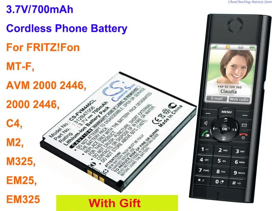 

GreenBattery 700mAh Cordless Phone Battery 312BAT006 for FRITZ!Fon MT-F, C4, M2, EM325, M325, EM25, AVM 2000 2446