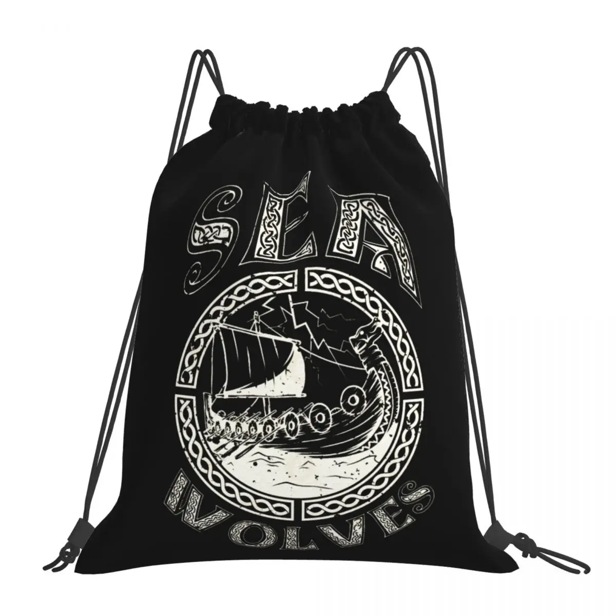 

Drawstring Bags Gym Bag Viking Sea Wolves Vikings Casual Graphic Backpack Blanket roll Humor Graphic