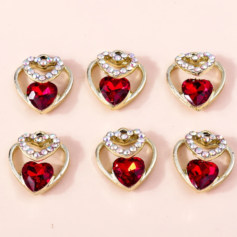 

10pcs 17x18mm Delicate Crystal Love Heart Charms for Jewelry Making Drop Earrings Pendants Necklaces Handmade Bracelets Gifts