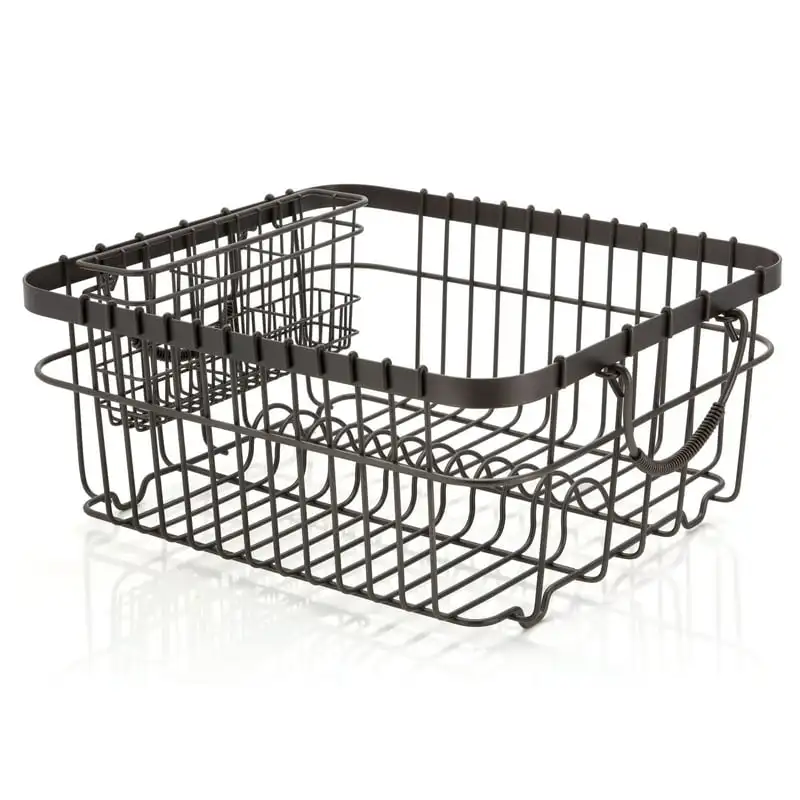 

Gray Wire Dish Drying Rack with Utensil Holder for Kitchen Countertop
