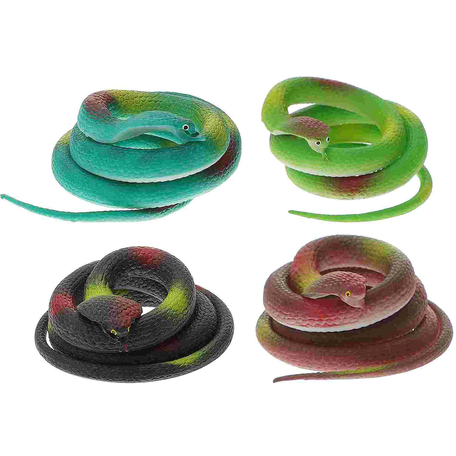 

4pcs Fake Snake Kids Snake Toys Realistic Snake Model Party Tricky Props