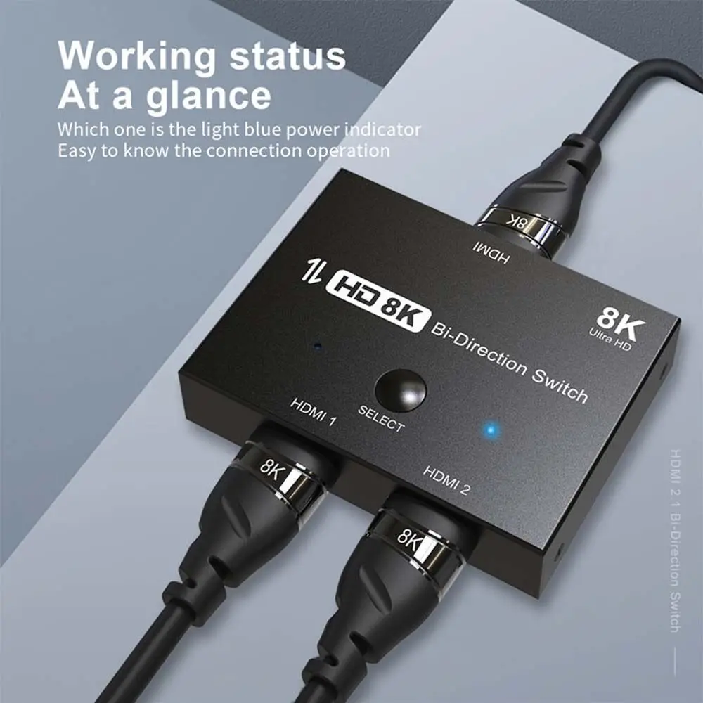 

Концентратор HDMI 2,1 HDMI переключатель 1X2 HDMI сплиттер 8K @ 60 Гц видео сплиттер переключатель коробка концентратор видео адаптер 8K HDMI сплиттер