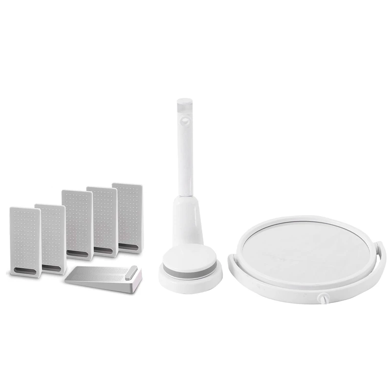 

6 PCS Door Wedge Rubber, Door Stopper & 1X Modern Drill-Free Bathroom Mirror 2 Side Makeup Vanity Shave Mirrors