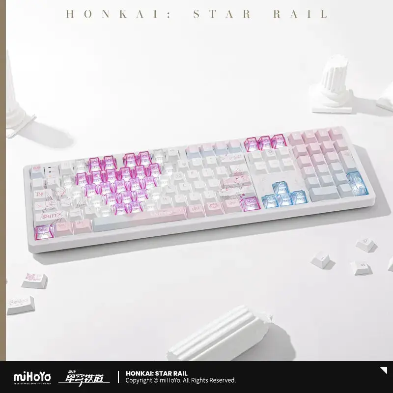 Фото Оригинальная беспроводная механическая клавиатура miHoYo Game Honkai Star Rail Cyrene 2.4G с интерфейсом Bluetooth 5.0 Type-C, подарок на Рождество для косплея №4