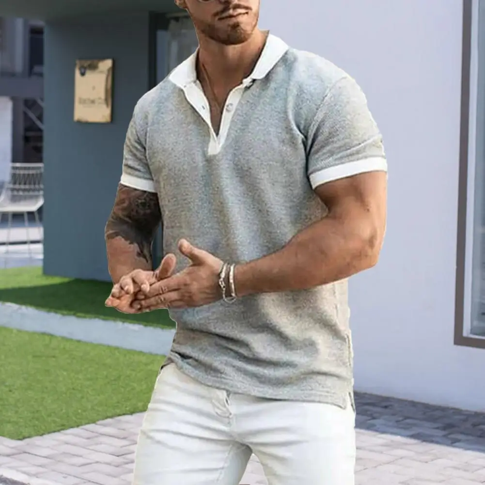 

Popular Men T-shirt Loose Splicing Handsome Short Sleeve Sweat-wicking T-shirt