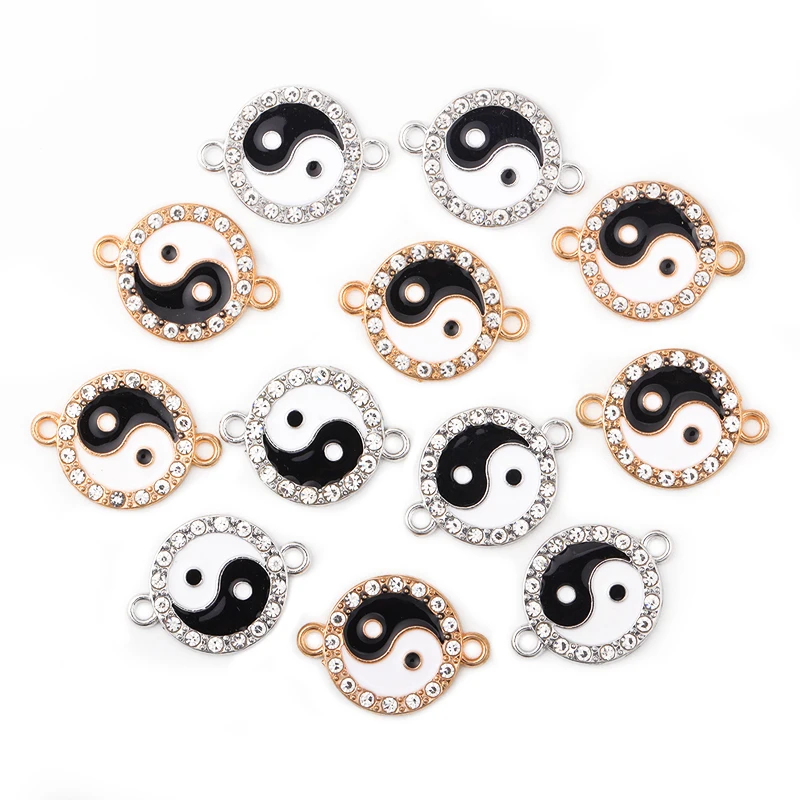 15Pcs 15*21MM Classic Enamel Tai Chi Bagua Charm Pendant Connector Women's Jewelry DIY Necklace Bracelet Earrings Accessories