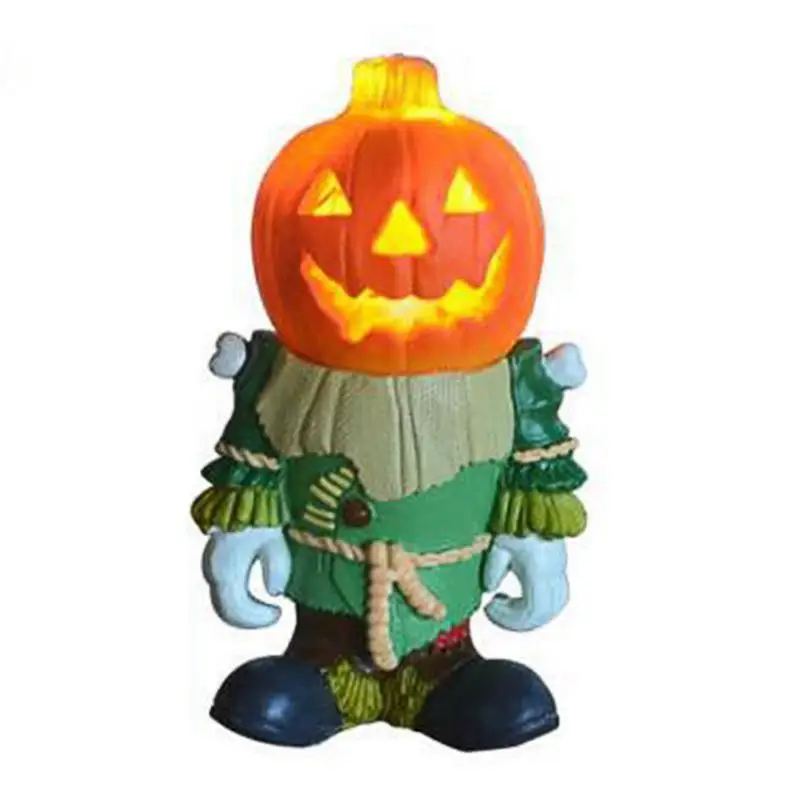 

Halloween Pumpkin Lights Glowing Knight Statue Lantern Figurine Gift For Outdoor Patio Lawn Yard Garden Indoor Decor For
