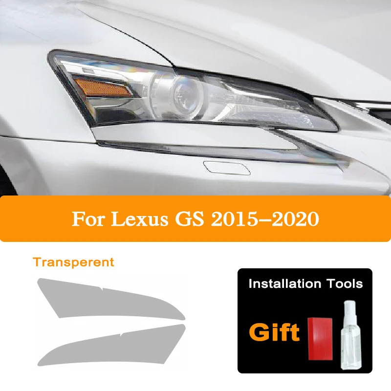 

2 Pcs For Lexus GS 2015-2020 GS 350 300 Car Headlight Tint Black Protective Film Protection Transparent TPU Sticker Accessories