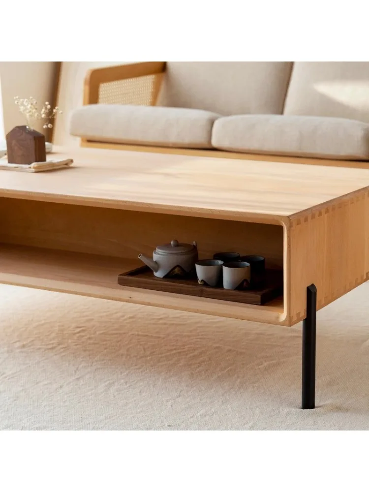 Простой скандинавский чайный столик из черного ореха и дерева прямоугольный