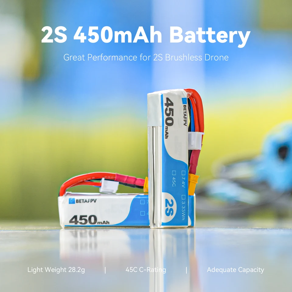 BetaFPV 2S 7.4V 450mAh 45C Lipo XT30