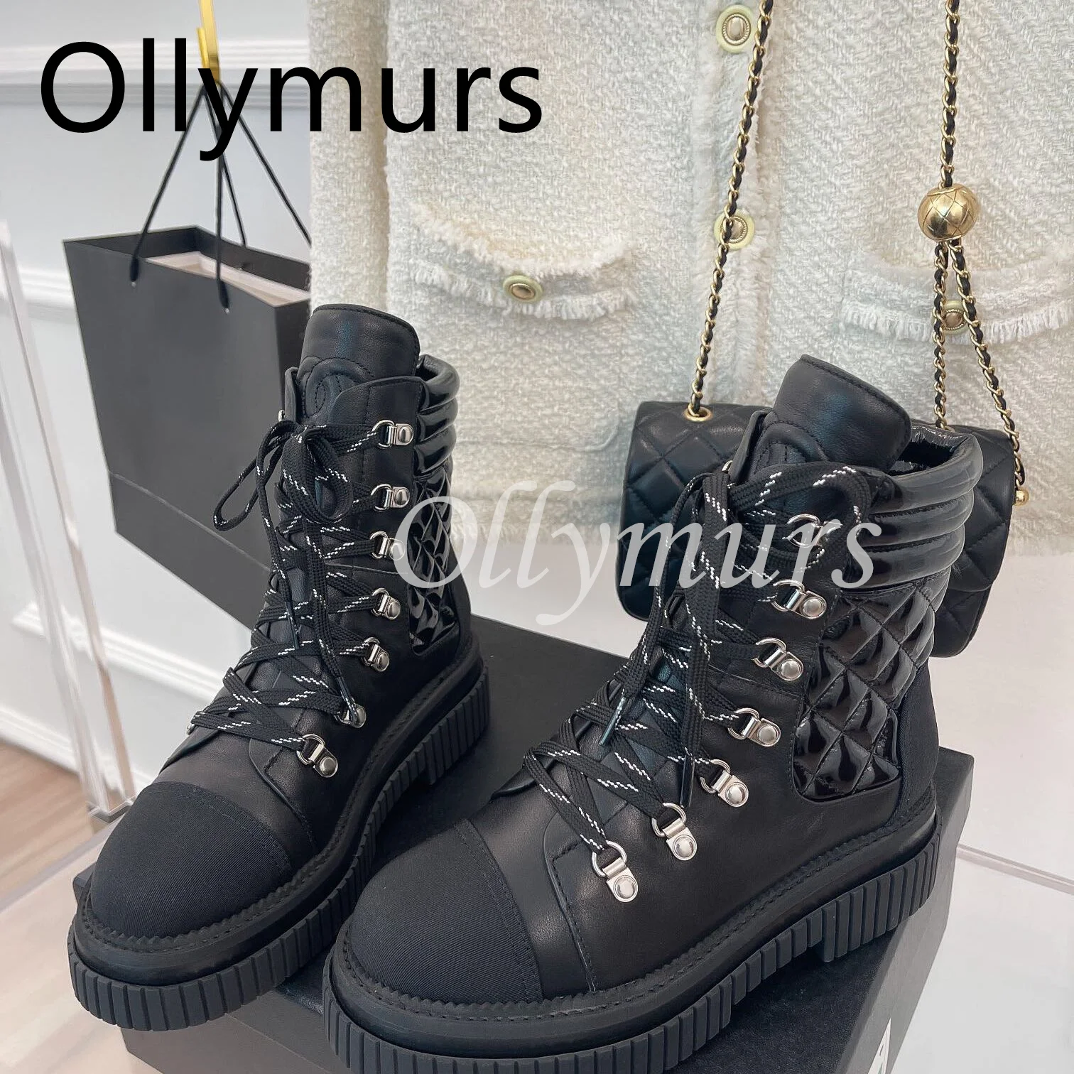 

Shoes for Women Runway Real Leather Ankle Motocycle Boots With Heel Round Toe Autumn Winter Fashion Shoes Women Boots