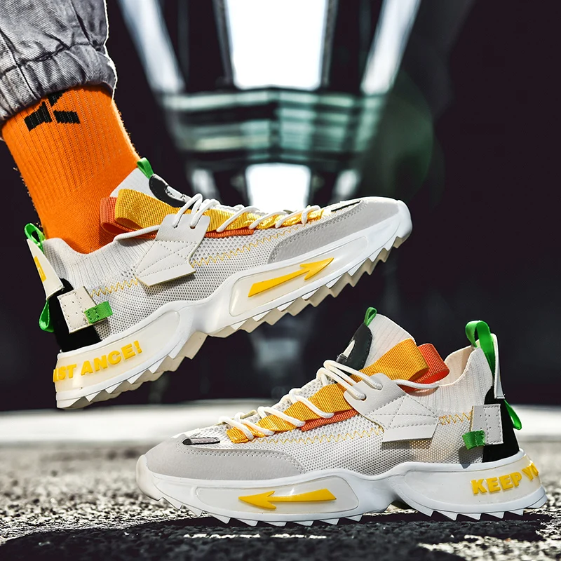 New Fashion Mens Sneakers Trainers Shock-absorbing Running Shoes Breathable Mesh Reflective Jogging Shoe for Man