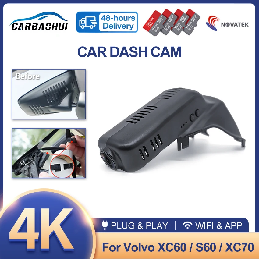 

Plug and Play Car DVR 4K HD 2160P Video Recorder Dash Cam Camera For VOLVO XC60 V60 S60 XC70 Deluxe 2014 2015 2016 2017,DashCam