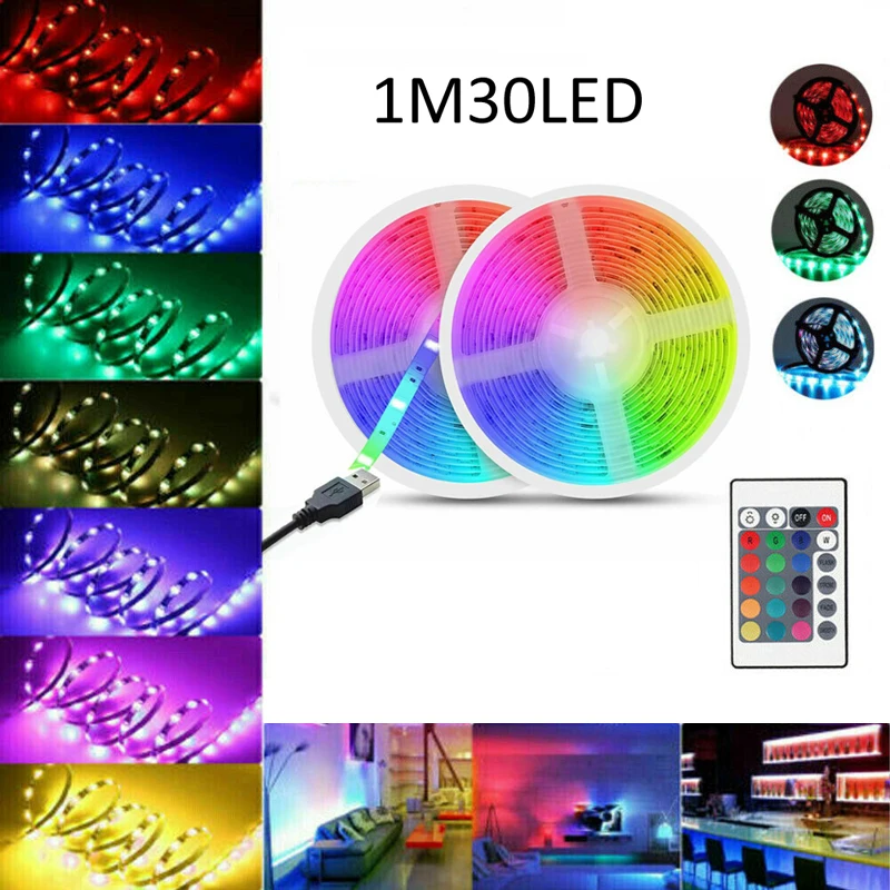 

5050 Rgb 30 Led Strip Lights Colour Changing Tape Under Cabinet for household bathroom Kitchen Lighting