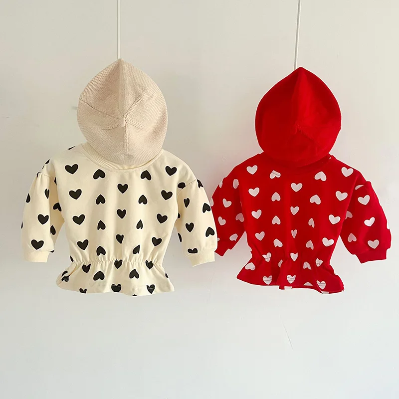 

2022 Осенняя детская блузка MILANCEL с принтом сердца, рубашки для девочек, детская одежда с длинным рукавом, базовые Топы