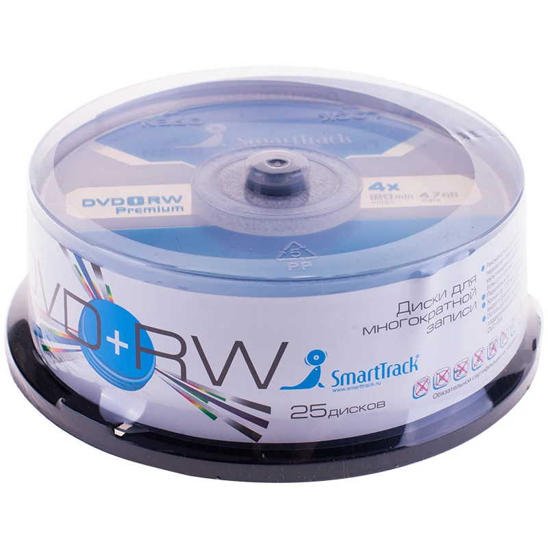 Диск DVD+RW 4.7Gb Smart Track 4x Cake Box (25шт) |