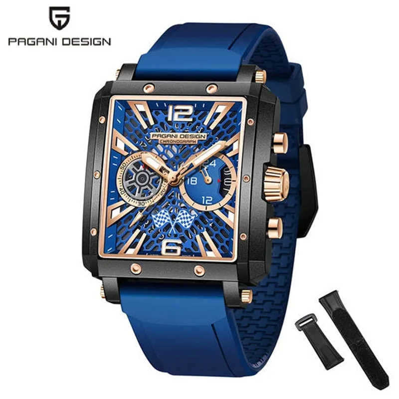 Men's Watch Multifunction Chronograph Luxury Sapphire Sports Waterproof Clock Racing Series Skeleton Dial Quartz Watch Relojes