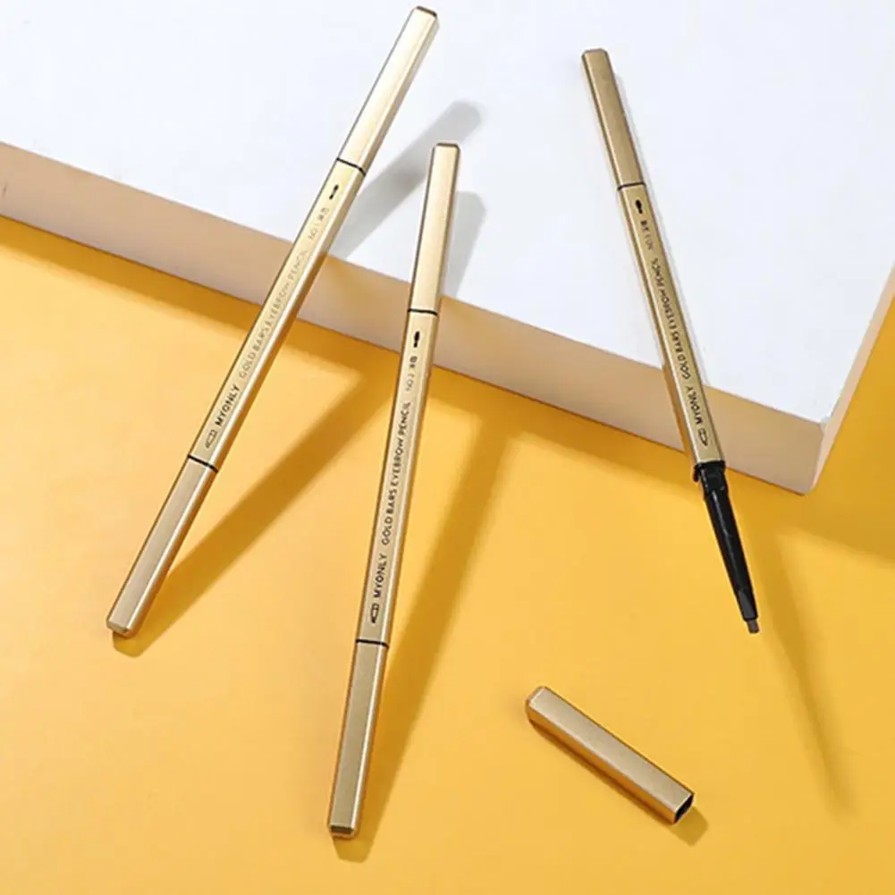 0.1g Durable Brow Pencil Safe Triangle Eyebrow Pencil Fade-less Square Gold Color Tube Beauty Brow Pencil  Non-smudge