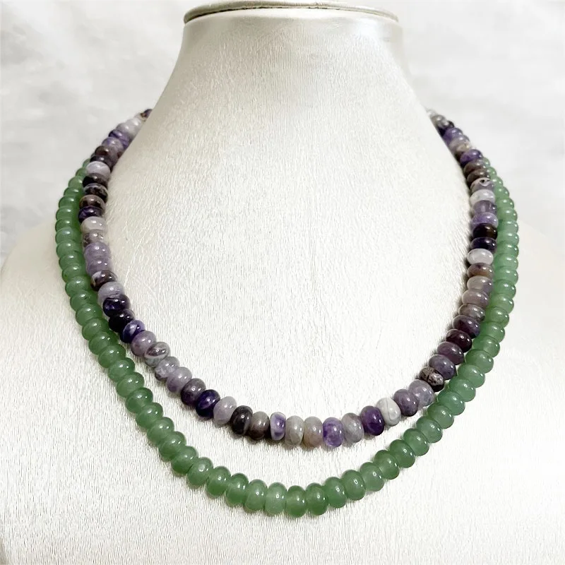 

5*8MM Oval Colorful Amethyst Aventurine Jade Necklace White Purple Green Natural Stone Beads Women Luxury Gemstone Custom Gift