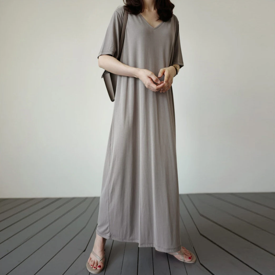 Johnature летние повседневные свободные однотонные длинные женские платья 2024 новое