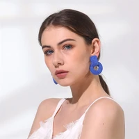 2022 new fashion women bohemian geometric round colorful lafite earrings women ethnic handmade lafite circle drop earring