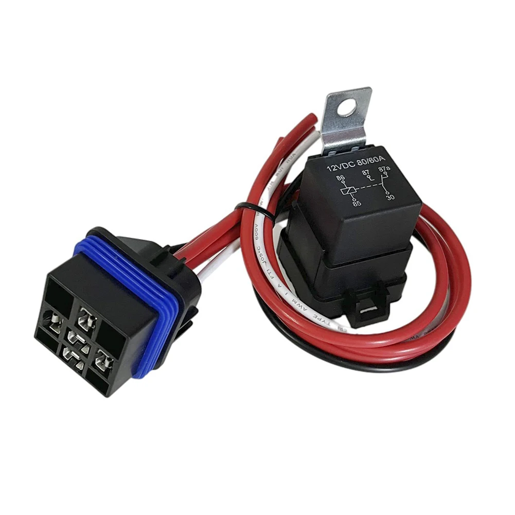 

None Relay Set Automotive Relay 5-Pin Heavy Duty 60/80A Adapters Marine Auto Fan Relay Kit Waterproof Auto Relay