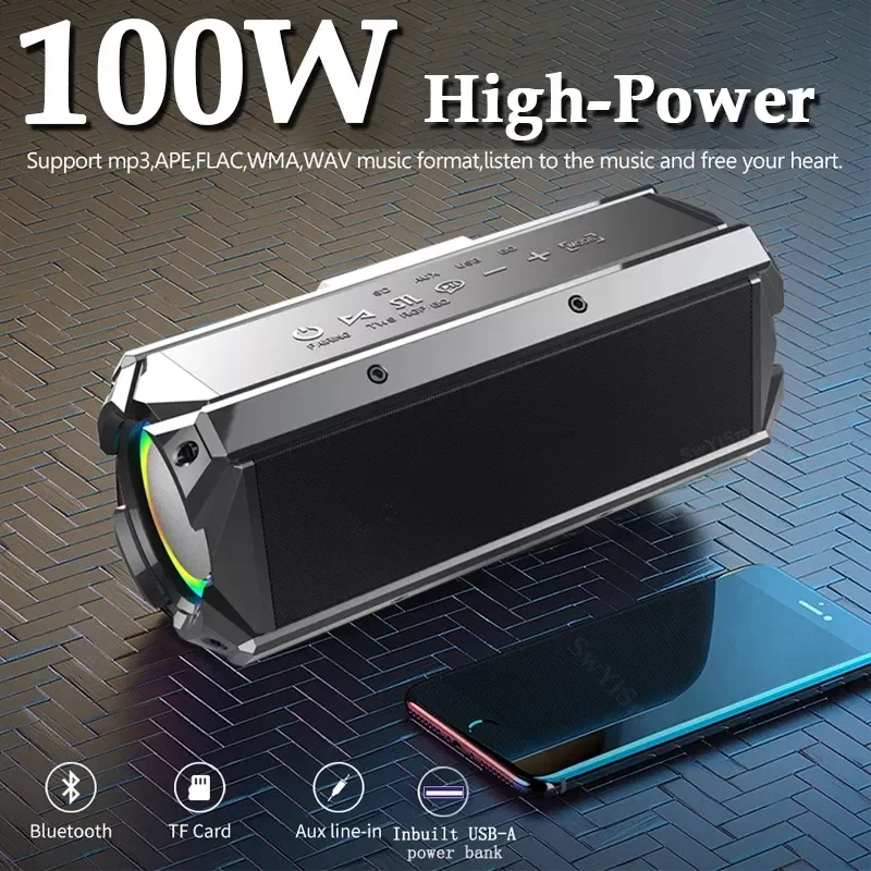 

2023New 100W High Power Subwoofer Bluetooth Speaker Portable Outdoor Wireless Speaker Home Theater TWS Stereo Sound Bar with Pow