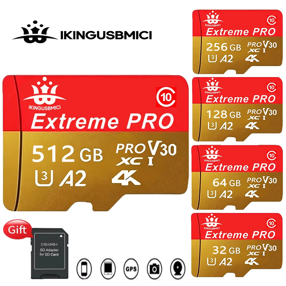 Фото Карта памяти TFcard 64 ГБ, 16 ГБ, 32 ГБ, 512 ГБ, Class 10, MicroSD SD Card, 100 МБ/с, UHS-I, A1, с адаптером для телефона/ПК, стандартная доставка №1