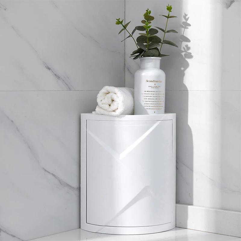 

2022 New Bathroom Corner Shelf 360 Degree Rotating Triangle Shelf Multifunction Corner Locker Cosmetic Rotating Storage Shelves