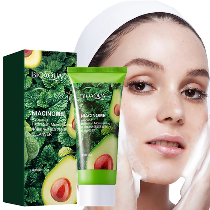 BIOAQUA Avocado Moisturizing Facial Cleanser Deep Cleansing Face Wash Foam Cleanser Skincare Makeup Clean Skin Care Products