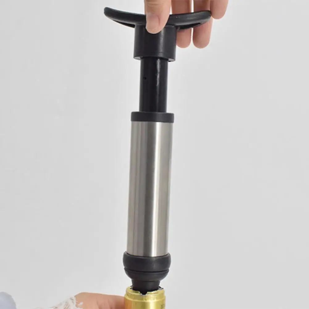 

Suitable For Travel Bottle Stoppers Vacuum Pump Accessories Black-silver Stainless Steel Vacu Vin Wine Easy To Use