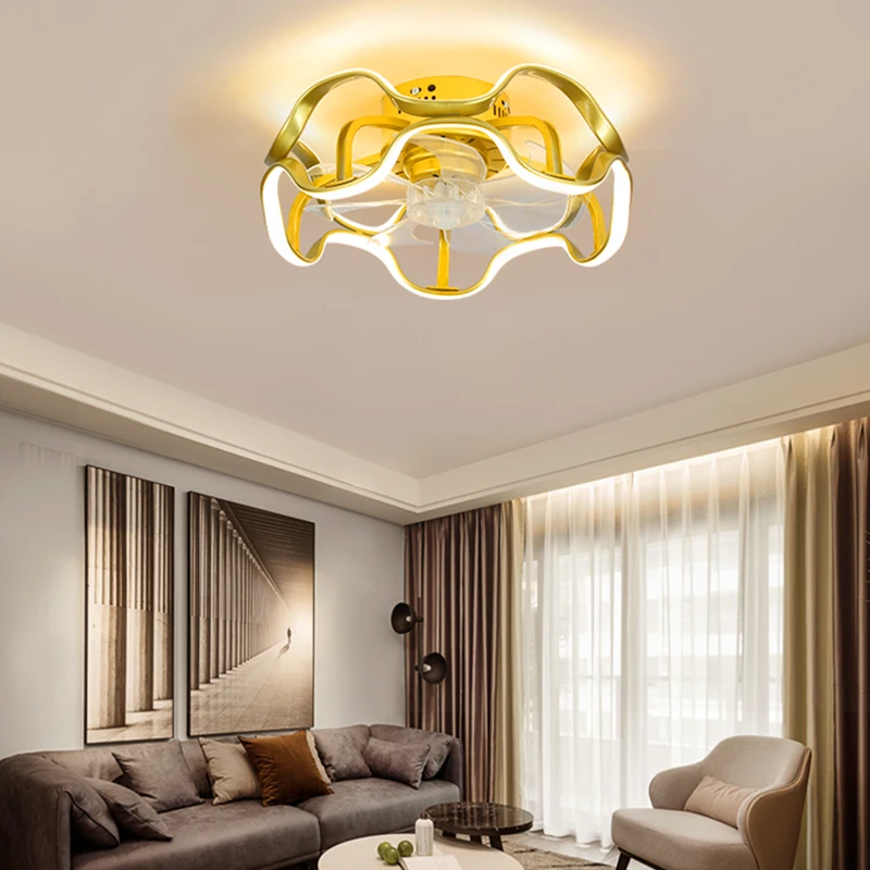 

Led Art Chandelier Pendant Lamp Ceiling Fan With Light Modern decorative bedroom control home appliance ventiladores para casa