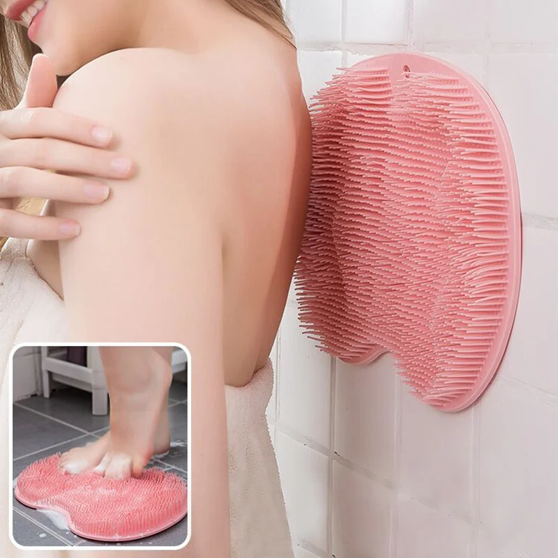 

Exfoliating Shower Massage Scraper Bathroom Non-slip Bath Mat Back Massage Brush Silicone Foot Wash Body Cleaning Bathing Tool