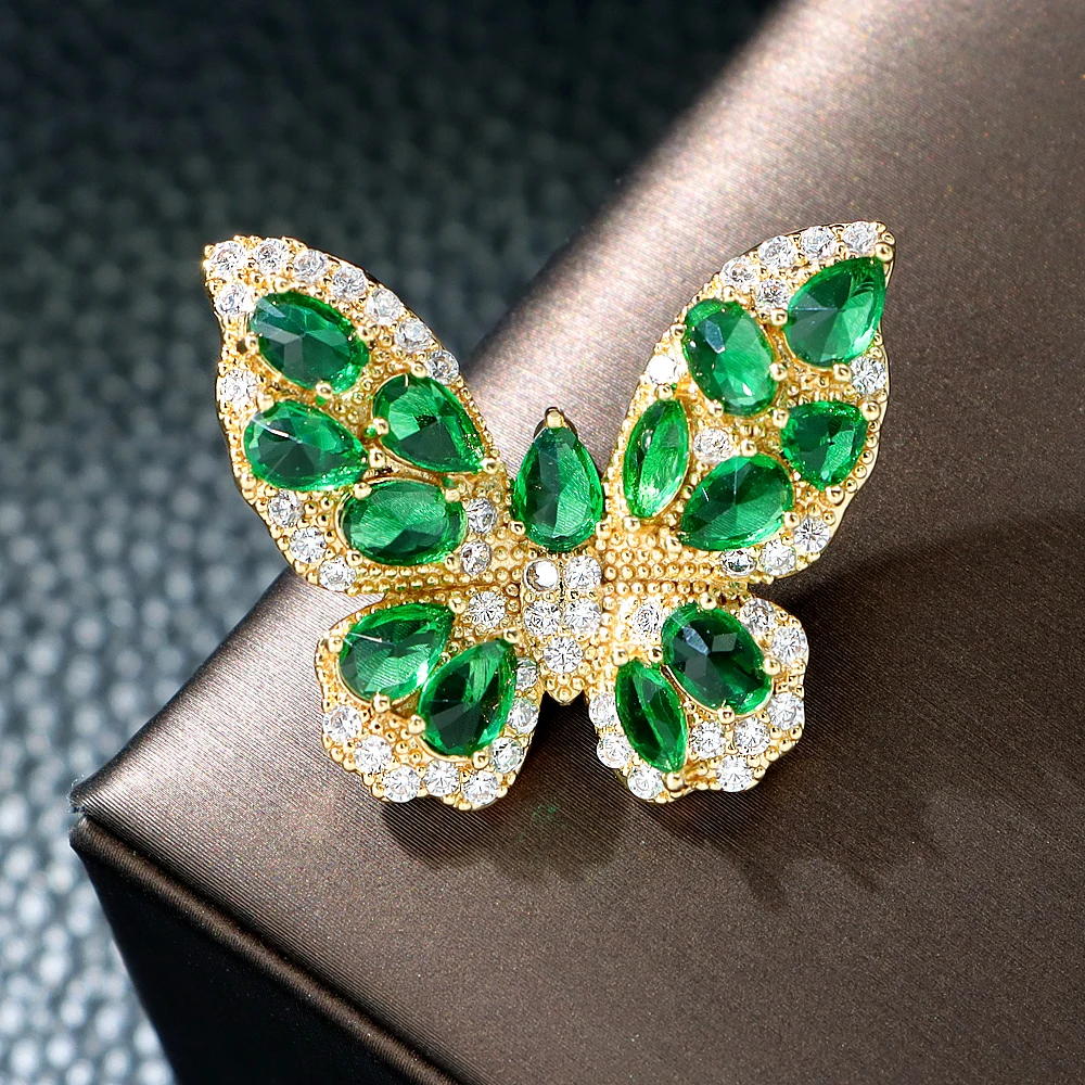 

Cubic Zirconia Green Pink Butterfly Small Brooch for Women Creative Elegant Atmospheric Clothing Pin Elegant Accessories