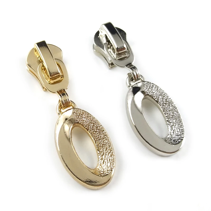 

20pcs/lot, Fashion Apperal Accessories Plating Gold and Silver Color 5# Oval Shape Zipper Sliders