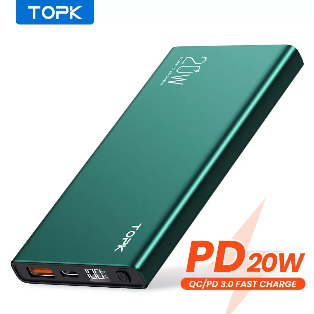 

Портативный внешний аккумулятор TOPK I1006P, 10000 мАч, 20 Вт