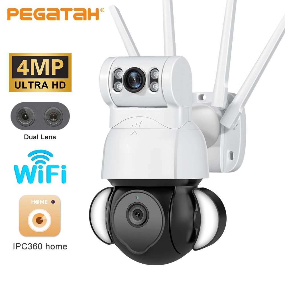 

IP-камера PEGATAH, 4 МП, PTZ, с двумя объективами