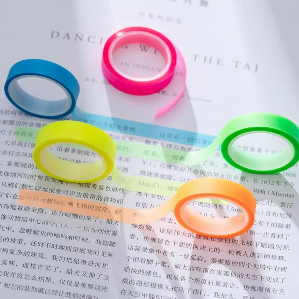 

5 Roll 5 Colors Stickers Transparent Fluorescent Tabs Sticky Flags Children School Supplies 5m Office Stationery Note Gift B2M2