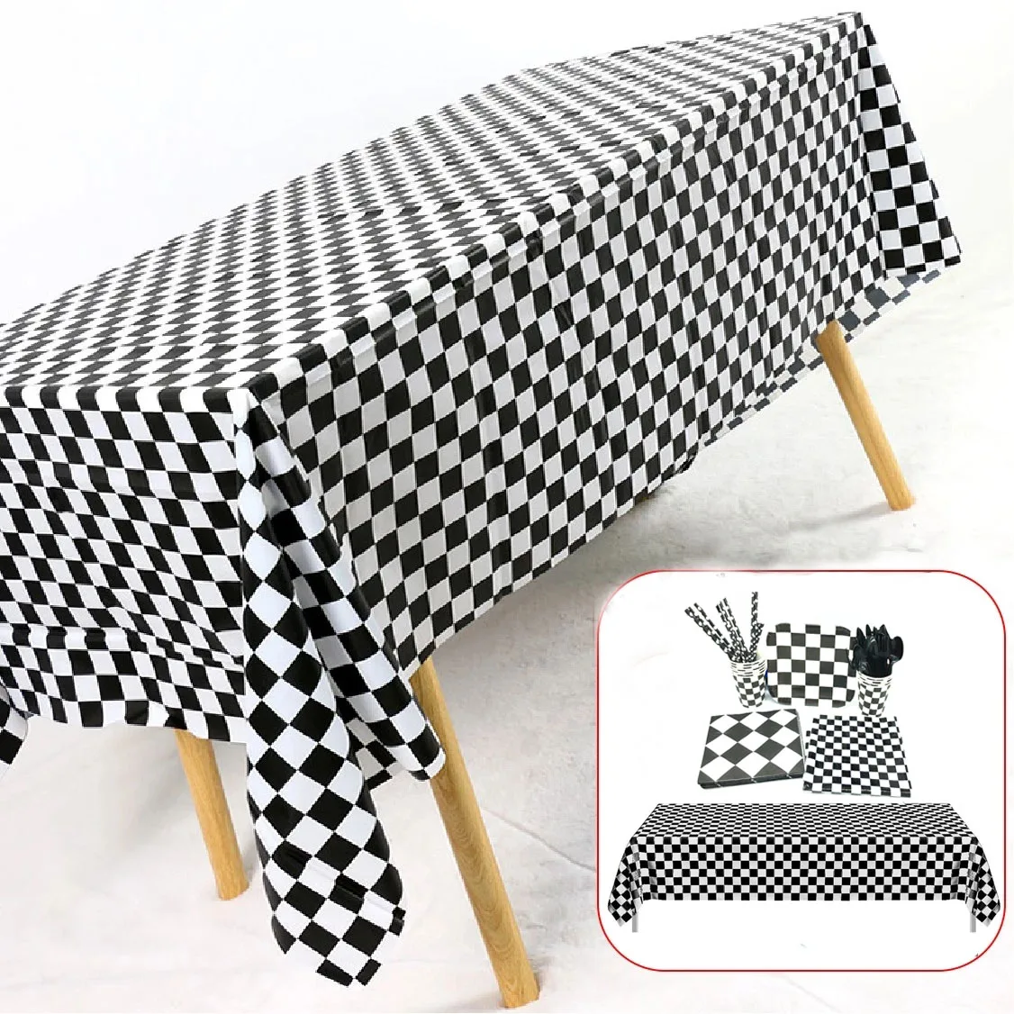 Disposable Tablecloth Plate Cup Balloons Racing Party Decorations Kids Birthdays Party Supplies