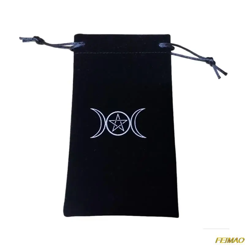 

1 Pc Tarots Bag Velvet Moon Phase Tarots Oracle Cards Storage Bag Runes Constellation Witch Divination Accessory Drawstring Bag