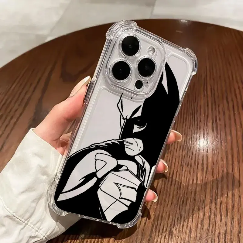 Фото Крутой чехол для телефона с символом Бэтмена для iPhone 17, 16e, 16, 15, 14, 13, 12, 11 Mini, Air, Pro, Max, X, XR, 7, 8 Plus, противоударный, прозрачный №3